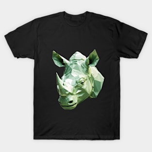 Green rhino head geometric art T-Shirt